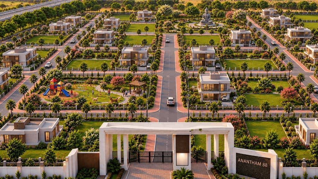 Anantham 88 Plotted Township Masterplan Aerial View